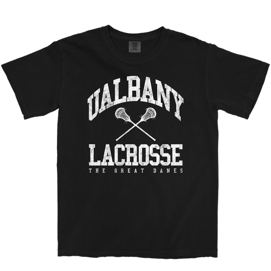 UALBANY LACROSSE 'BLACK AND WHITE' BLACK TEE