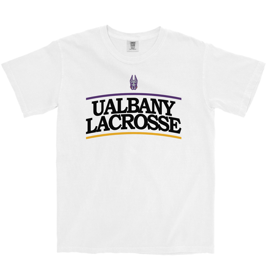 UNIVERSITY AT ALBANY LACROSSE RETRO WHITE T-SHIRT